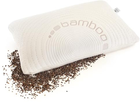 NATURECA Buchweizenkissen Nackenkissen Buchweizen Kopfkissen nackenschmerzen, Seitenschläferkissen mit Bambus Kissenbezüge, Buchweizenschalen nackenstützkissen orthopädisches Kissen (40x60 cm)