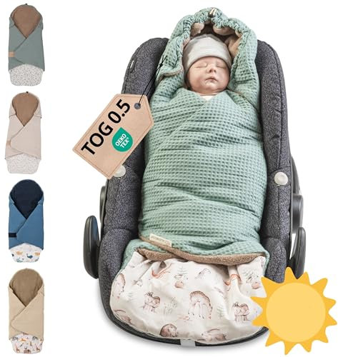 ULLENBOOM Einschlagdecke Babyschale Sommer, Aus 100% OEKO-TEX Materialien - Waldfreunde (Made in EU) - Decke für Babyschale & Kinderwagen, Für gängige Kindersitze, ideal für 0 bis 9 Monate