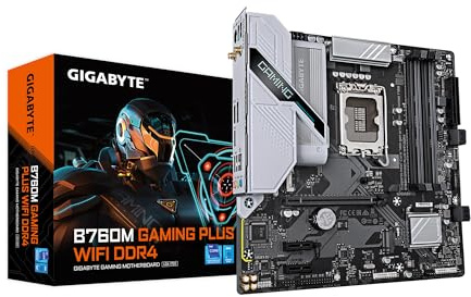 GIGABYTE B760M Gaming Plus WiFi DDR4 LGA 1700 Intel B760 M-ATX Motherboard mit DDR4, 2* M.2, PCIe 4.0, Front USB 3.2 Gen 1 Type-C, WiFi 6 GbE LAN, Q-Flash Plus, PCIe EZ-Latch