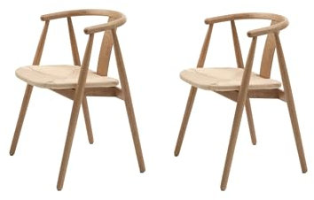FJORDFORM Esszimmerstuhl, 2'er Set, WohnzimmerstuhL mit Rückenlehne, Küchenstuhl, Papierkordel Natur, Eiche Stuhl, One Size, Perfekt für das Esszimmer