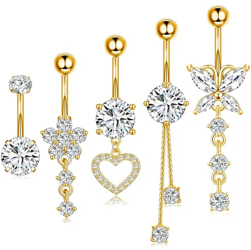 Eyezeeption Bauchnabelpiercing Chirurgenstahl 10mm 12mm Stablänge Silber Gold Mit Perlen Strass Titan Clip Geschenk für Frauen Schmuck