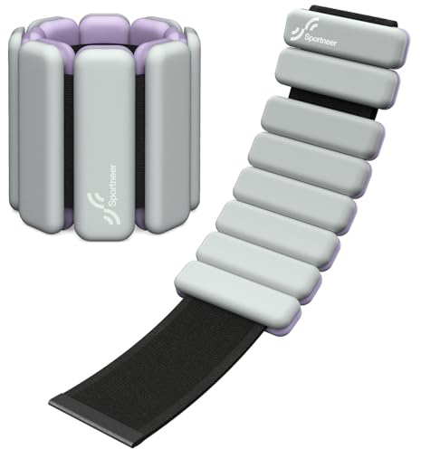 Sportneer Bärbara viktmanschetter – set om 2 (0,5 kg & 1 kg) för kvinnor och män, ankelviktsset för yoga, dans, aerobics, lila