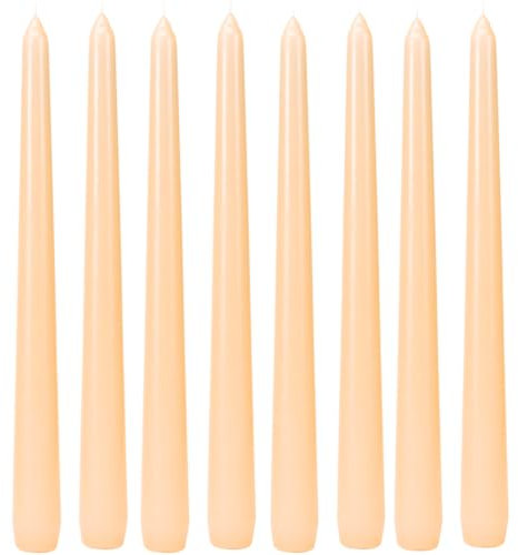 Velas puntiagudas, velas de barra, velas de mesa, velas de mesa, velas en juego de 8 unidades en color crema, contenido de 8 unidades, tamaño: altura de 25 x 2 cm aprox.