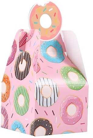 Anneome 1satz Papierbox Mit Schönem Druck Für Hochzeit Und Party Tragbare Kuchenverpackung Rosa Donut Für Süßigkeiten Und Kleine Leckereien