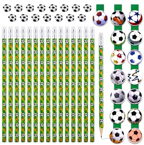 Vyuwast 15 Fußball Magnetische Lesezeichen mit Bleistifte & Radiergummi | Kinder Fussball Mitgebsel für Kindergeburtstag, Jungen Schule & Schreibwaren, Deko für Fußballfans