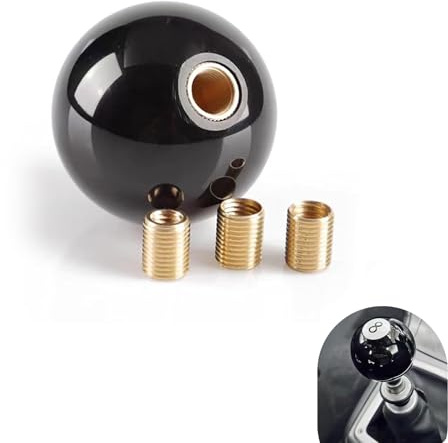 leechio Shift Knob Manual Gear, 8 Ball Billiard Round Smooth and Easy to Grip Shift Knob, Shifter Knobs Head Modification Accessories, with 3 Threaded Adapter, for Most Manual Gear Cars (Black)