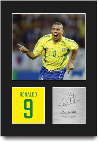 HWC Trading Ronaldo Brazil Geschenke Gedrucktes Signiertes Autogramm Foto für Fußball Anhänger and Fans - A4 Porträt