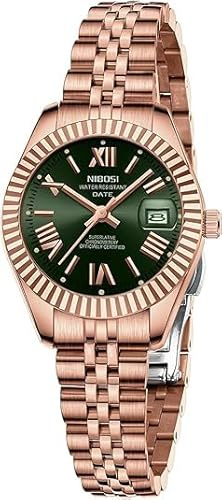 NIBOSI Relojes para Mujeres Analógico Cuarzo Impermeable Relojes de Pulsera con Fecha Elegante Moda Lujo Acero Inoxidable Reloj para Puños Pequeños Vestido Elegante Reloj de Dama, Moderno