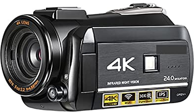 Appareils Photo Numériques, Caméscope de caméra vidéo 4K, AC3 IR Night Vision WiFi Digital Vlogging Caméra Professionnelle, Tuber Vlogging Caméscopes Full HD(Standard)