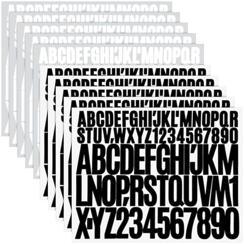 NISENTIA Buchstaben Aufkleber, 780 Stück/10 Blatt Klebebuchstaben Wetterfest Schwarz Weiß Selbstklebende Buchstaben Vinyl Sticker Buchstaben Zahlen zum Aufkleben Groß Klein für Postfach Schilder DIY