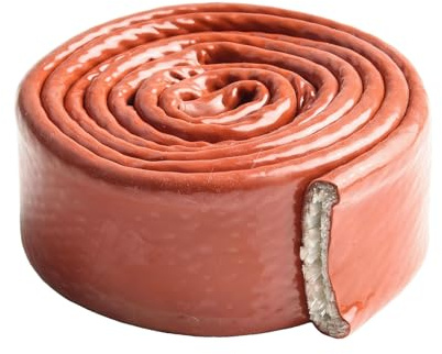 Silicone Fiberglass Heat Resistant Cable Sleeve 1.5m High Protection for Hoses Wires Pipelines 260°C Flame Retardant Red(25MM)