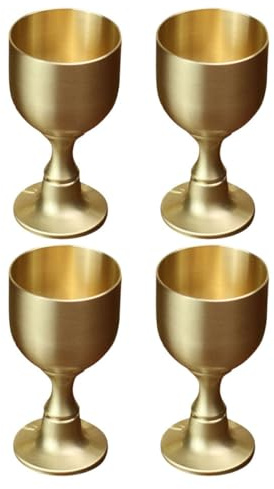 Alipis 4 pièces Calice Alliage de Cuivre Vintage Gobelets à Vin Haut Pied pour Fêtes Médiévales et Cérémonies Religieuses Design Élégant et Ergonomique Décoration Maison