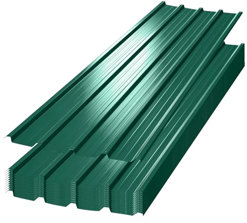 12pcs Metal Corrugated Roofing Sheets, Galvanised Roofing Sheet, 7m², 110x45cm Trapezoidal Grooved Roof Sheets Waterproof for Garden Shed Garage Carport Shed Greenhouse