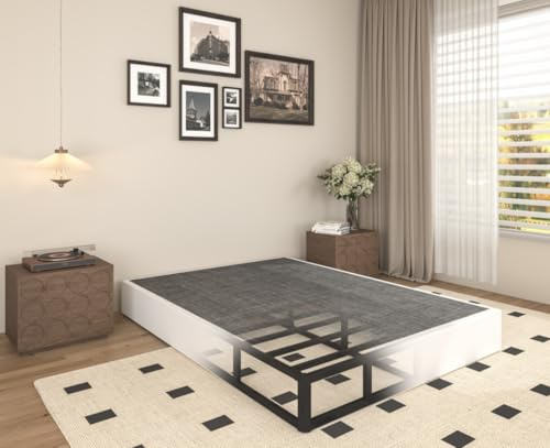 Tusonac 9 Inch Heavy Duty Metal King Box Spring Mattress Foundation, 3000lbs High Capacity Bed Base with Non-Slip Support, No Noise Structure, Easy Assembly, Durable Fabric Cover, Black