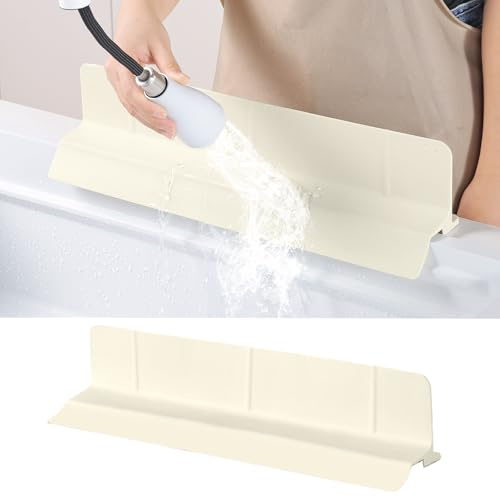 Paraspruzzi in silicone ultra 46 cm (dal febbraio 2026) – Autodrenante per lavello della cucina, bagno e isola di cucina. Con bordo alto 9 cm e 7 forti ventose (beige)