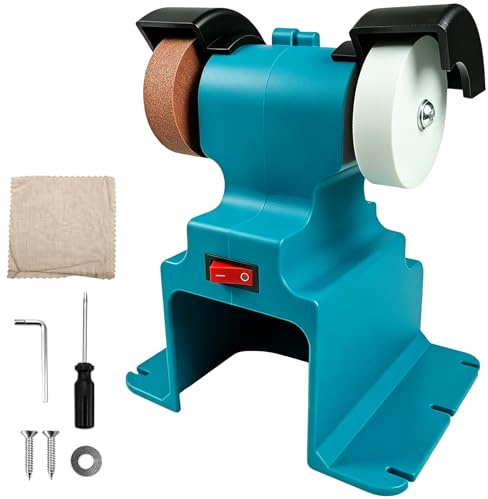 Mini lijadora de banda compatible con batería Makita de 18 V, 300 W eléctrica de mesa con base estable, disco abrasivo y disco de pulido para lijar, desbarbar y pulir (sin batería)