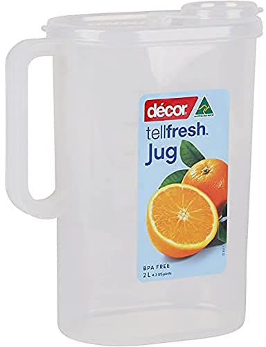 Décor Tellfresh 2L Water Jug with Pop Open Lid | Airtight Container | Graduated Measurement Markings Transparent