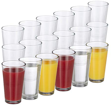 Relaxdays 18er Set Trinkgläser, dickwandige Wassergläser, schlichtes Design, spülmaschinenfest, 400 ml, transparent