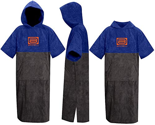 Brunelli Poncho Überzieher Bademantel Handtuch Schwimmen Kite Surfen 100% Baumwolle Grey-Blue