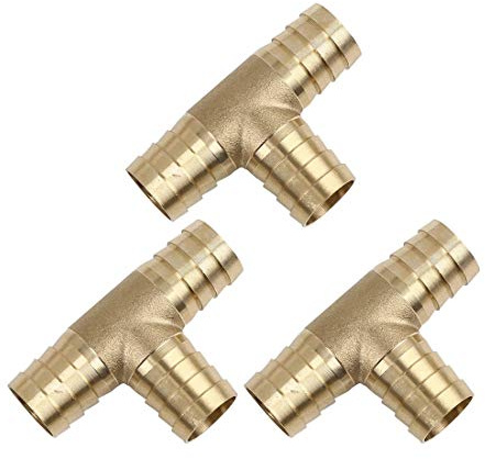 sourcing map 3Stk. Messing T-Stück Schlauchtülle Anschluss Adapter für Luft Wasser Gas Ölleitung 19mm