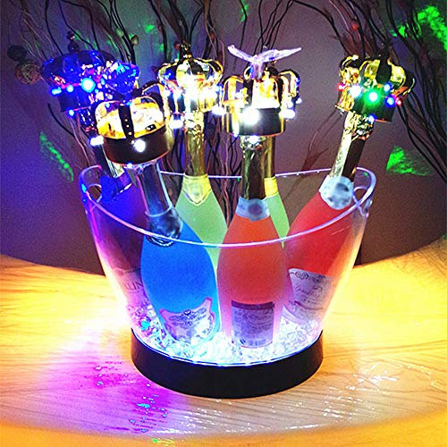 Seau à glace à leds, changement de couleur Seau à champagne lumineux, seau à glace lumineux Vin Vin Bière Refroidisseur et bac à glaçons