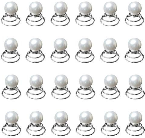 Haarspiralen, 24 Stück Perlen & Diamanten Haarklemmen, Haarschmuck Hochzeit für Damen/Mädchen | Haar Frisuren Zubehör | Braut Haar Accessoire, Haarperlen & Haarnadeln, Einzel-Perle