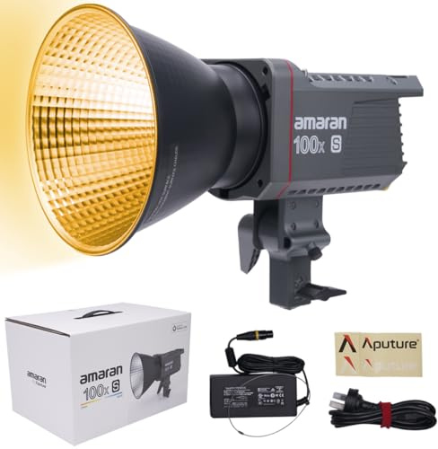 Aputure Amaran 100xs Bi-Color COB Light 100W Point-Source LED, 2700-6500K, 34300lux@1m, Bluetooth App Control Built-in 9 Lighting Effects DC/AC Power Supply