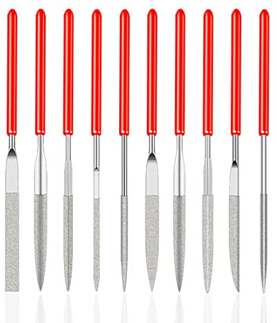 Saipor 10-tlg Diamant Nadelfeilen set Metall, Diamant-Feilen-Set 2x100mm, Mini Feilen Set, Feilenset, Schlüsselfeilen, Diamond Files set für Weichem Metall Holz Stein und Kunststoff