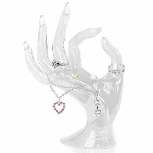 Hand Acryl Schmuck Halter, Schmuck Display Halter, weibliche Schaufensterpuppe Hand Schmuck Stand Unterstützung, Mannequin Hand Halskette Armband Ring Uhr Halter für Home Organisation, transparent