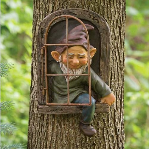 JIAMIAN Gnomo De Jardín, Estatua De Enano De Jardín, Figurilla De Resina, Mini Resina GNOME Estatua Figuras, Miniatura Jardín Bienvenido Fairy Enanos Decoraciones(C)