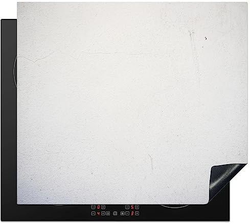 KitchenYeah© Protège Plaque Induction Deco Cuisine Protection Pour Plan De | 59x52 cm - Travail Cuisson Protégé Béton - Blanc - Moderne