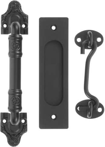 OSALADI Poignée De Porte De Grange Robuste Avec Loquet À Crochet Et Œil 7.68X1.77X1.50 Pouces Pour Porte Coulissante Placard Facile À Installer Ensemble De Quincaillerie Métallique