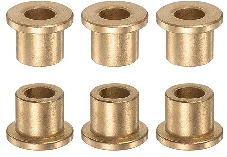 QUARKZMAN 6Stk Flansch Gleitlager Hülse Sinterbronze Buchsen 10x16x16mm | Selbstschmierende Lager mit 22x3mm Flansch Niedrigem Reibungskoeffizienten für Elektromotoren, 3D-Drucker, Maschinenbau
