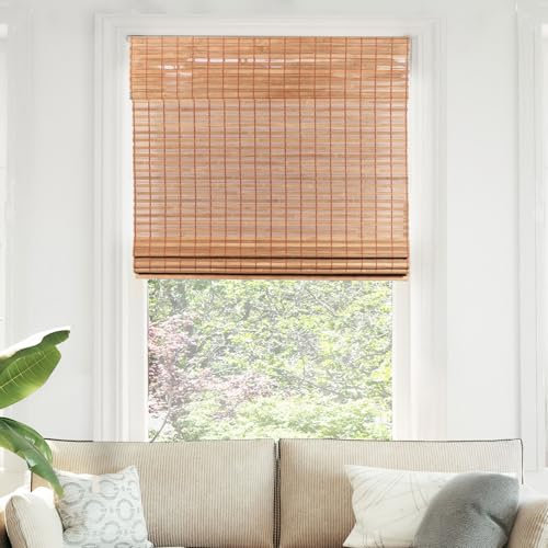 CHICOLOGY Bambusrollos, Bambus-Sonnenschutz, römische Lampenschirme für Fenster, römische Fensterschirme, Fensterblenden für Zuhause, Bambus-Schattierungen für Terrasse, Jalousien und Schatten,