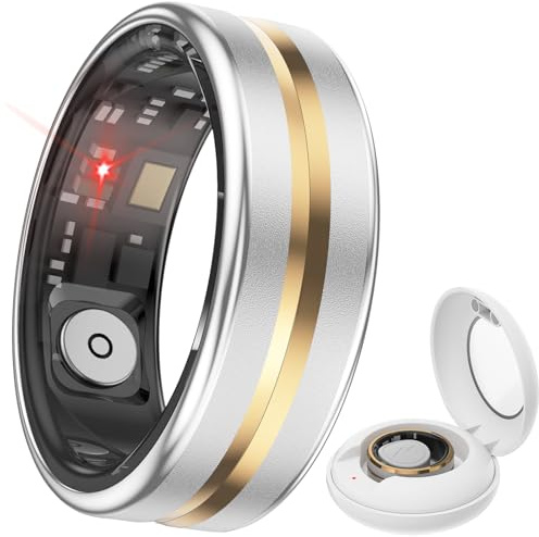 Anello Smart per Uomo e Donna - Fitness Tracker Android iOS, Bluetooth, Misurazione Frequenza Cardiaca, Contapassi, Monitoraggio Sonno e Salute