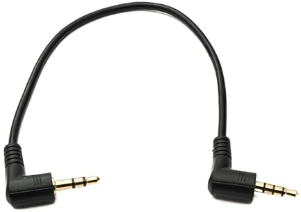System-S Cavo audio jack 20 cm 3,5 mm 4 poli maschio a 3 poli maschio a sinistra destra angolo AUX adattatore