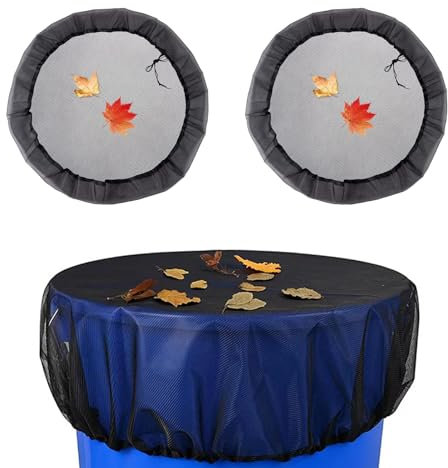ChangXiang 2Pcs Durable Black Polyester Rain Barrel Mesh Covers, Round, No Odor, Strong, Adjustable, Mosquito-Proof, Insect-Proof, Rain Collector Protector Covers