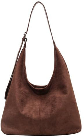 TIAASTAP Groß Handtasche Wildlederimitat Hobo Bag Umhängetasche Damen Gross Crossbody Bag Vintage Shoulder Bag Women Tote Bag Beuteltasche Schultertasche Verstellbarer Gurt, mit kleiner Geldbörse