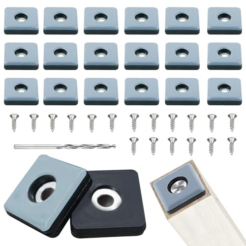 18 x Teflongleiter zum Schrauben, 25 x 25mm Teflon Möbelgleiter Rechteckig | Möbelgleiter für Schwere Möbel Quadrat Effektiver Schutz Teppichgleiter PTFE für Möbel und Böden