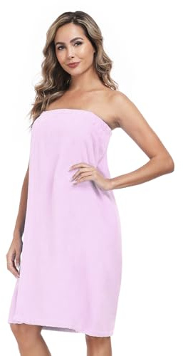 Chic Defend Damen Sauna Frottee Bademantel Saunakilt Saunatuch 100% Baumwolle Sauna Kilt Badeponcho mit Gummizug, Rosa