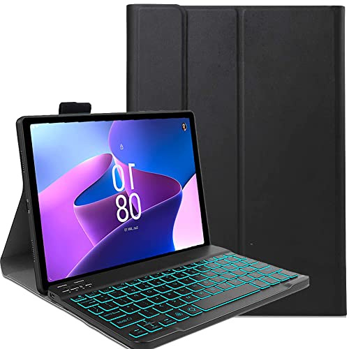 FKQLH Tastatur Hülle für Len-OVO Tab Plus 11,5 Zoll Tablet 2024 TB351FU mit 7-Farbe Tastatur Magnetische Kabelloser Bluetooth Abnehmbare [Deutsche QWERTZ] Schutzhülle, Schwarz