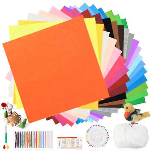 TYBYBB Filz Bastelfilz 30 X 30cm Filzstoff Felt 1mm Filzplatten Fabric Filzmatte Filzbögen Weich zum Basteln Nähen Filzzuschnitte Filzblätter Bastelvlies Nähfilz Bunt Farben Cloth Set