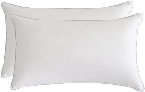 FISHDRU Federkissen 50x75 cm(2 Stück, weiß), Federkopfkissen mit Bezug aus Baumwolle，Kissen als Kopfkissen, Schlafkissen u. Bettkissen