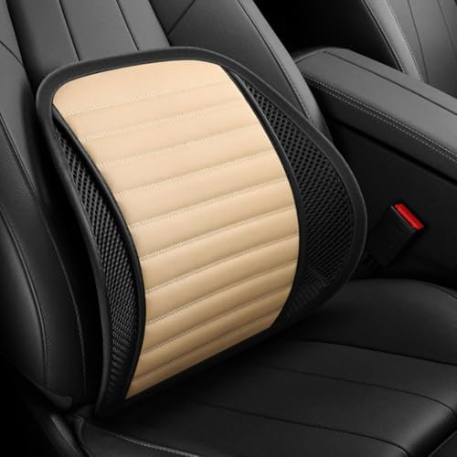 MHOZLHY Auto RückenKissen für Opel Astra J,Mesh Lendenkissen Stützkissen Autositz Lordosenstütze Rückenstütze Lendenwirbelstütze Lendenwirbelkissen Stuhl Zubehör,Beige