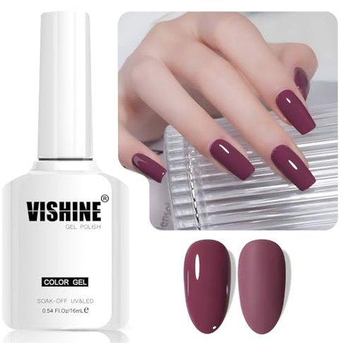 Vishine 16ml Vernis Gel Semi-Permanent Mauve Purple Color Vernis à Ongles Gel Soak off LED Gel Polish Nail Art Designs Manicure Salon DIY at Home Couleur L372 Mauve Mist