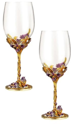 Amosfun 2 Juegos Copa De Vino Iris Copa De Boda Bonitas Copas De Vino Vaso De Vino Vasos De Copa Gafas De Novia Suministros De Boda Copa De Vino Para El Hogar Vidrio Golden 2 Piezas * 2