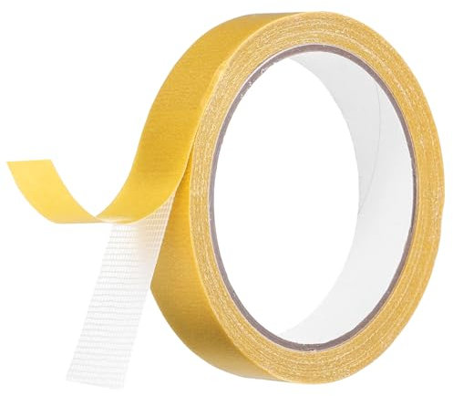 QUARKZMAN Nastro Adesivo in Tessuto Doppio Lato 0.8 Pollici X 33 Piedi Nastro in Rete Appiccicosa Forte Rimovibile, Nastro di Montaggio a Doppio Lato Multifunzionale, (Giallo)