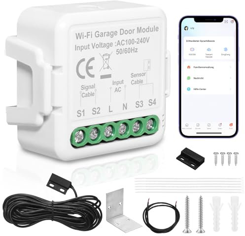 Garage Door Opener WiFi Smart Garage Door Opener SOARFLY Garage Door Opener by Mobile Phone with Door Sensor, Tuya App Control, Compatible with Alexa, Google Assistant, No Hub Required