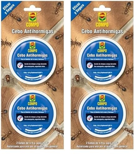 Compo Cebo antihormigas, Control de Hormigas en el Interior del hogar y Alrededor de Edificios, terrazas y Patios, 2 Unidades de 4.9 g (Paquete de 2)