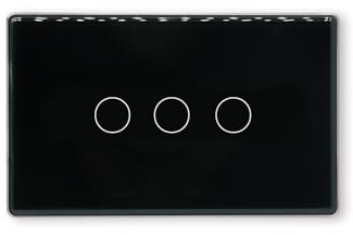 LOUYSGEN Smart Light Switch,3-Button,Aluminum Frame, Neutral Required,2.4GHz, Tuya Smart Life App,Voice Control,2.5D Curved-Edge Tempered Glass Panel,Black